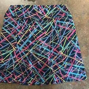 Dona Jo Multicolor Neon Streak Tennis Skort 17”  Lg